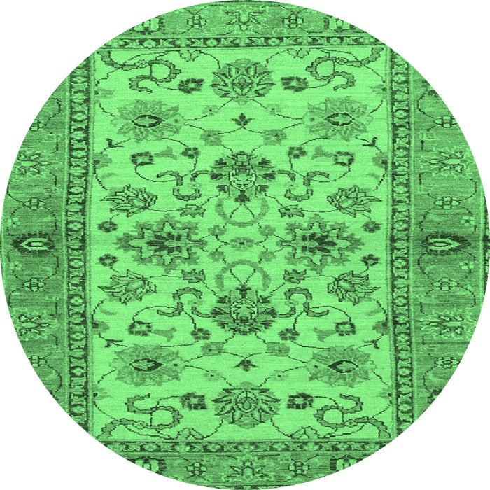 Round Abstract Emerald Green Modern Rug, abs3997emgrn