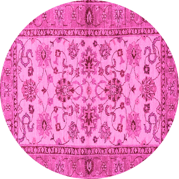 Round Machine Washable Abstract Pink Modern Rug, wshabs3997pnk