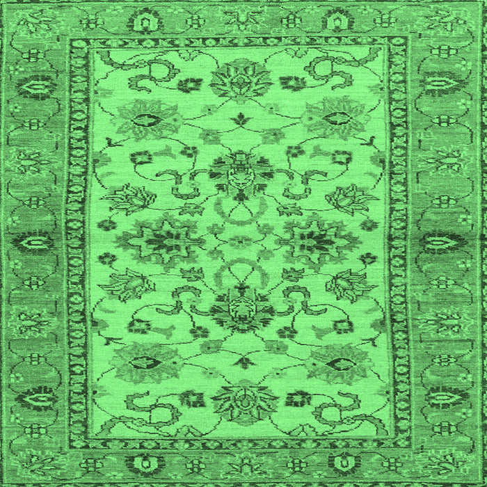 Square Machine Washable Abstract Emerald Green Modern Area Rugs, wshabs3997emgrn