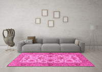 Machine Washable Abstract Pink Modern Rug, wshabs3997pnk