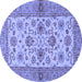 Round Abstract Blue Modern Rug, abs3997blu