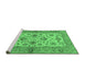 Sideview of Machine Washable Abstract Emerald Green Modern Area Rugs, wshabs3997emgrn