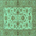 Square Machine Washable Abstract Turquoise Modern Area Rugs, wshabs3997turq