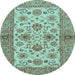 Round Abstract Light Blue Modern Rug, abs3997lblu