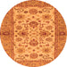 Round Machine Washable Abstract Orange Modern Area Rugs, wshabs3997org