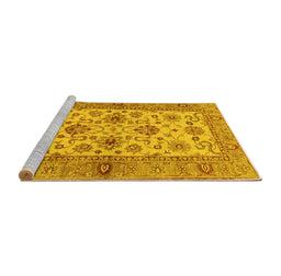 Sideview of Machine Washable Abstract Yellow Modern Rug, wshabs3997yw