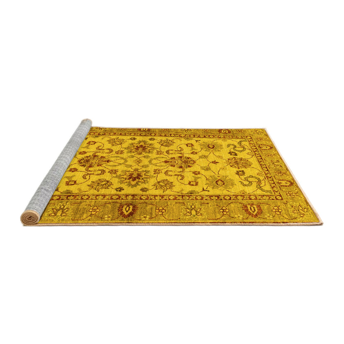 Sideview of Machine Washable Abstract Yellow Modern Rug, wshabs3997yw