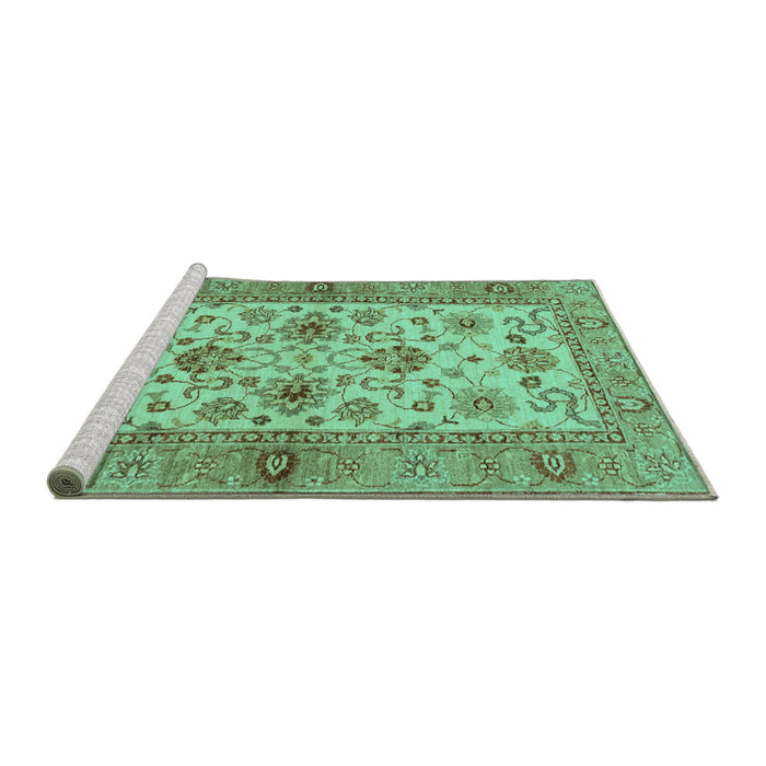 Sideview of Machine Washable Abstract Turquoise Modern Area Rugs, wshabs3997turq