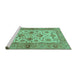 Sideview of Machine Washable Abstract Turquoise Modern Area Rugs, wshabs3997turq