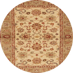 Round Abstract Orange Modern Rug, abs3997