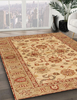 Machine Washable Abstract Orange Rug in a Family Room, wshabs3997