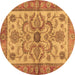 Round Abstract Brown Modern Rug, abs3998brn