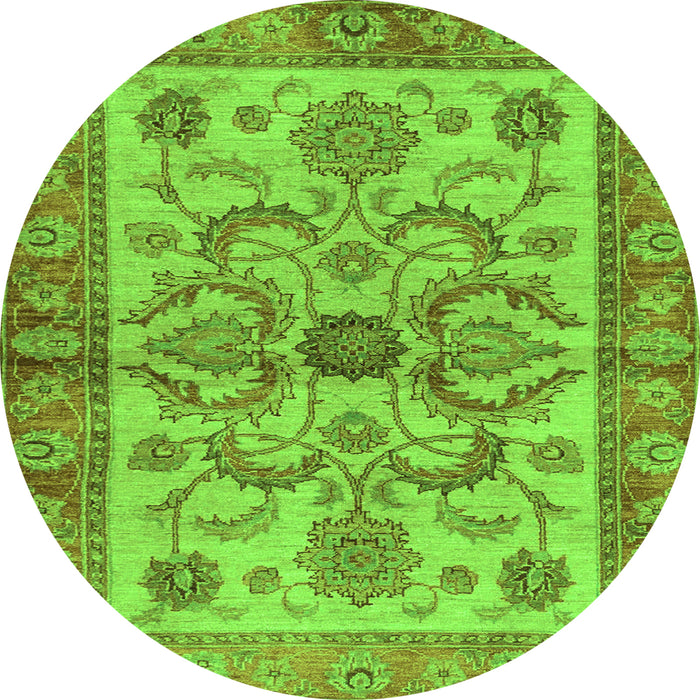 Round Machine Washable Abstract Green Modern Area Rugs, wshabs3998grn