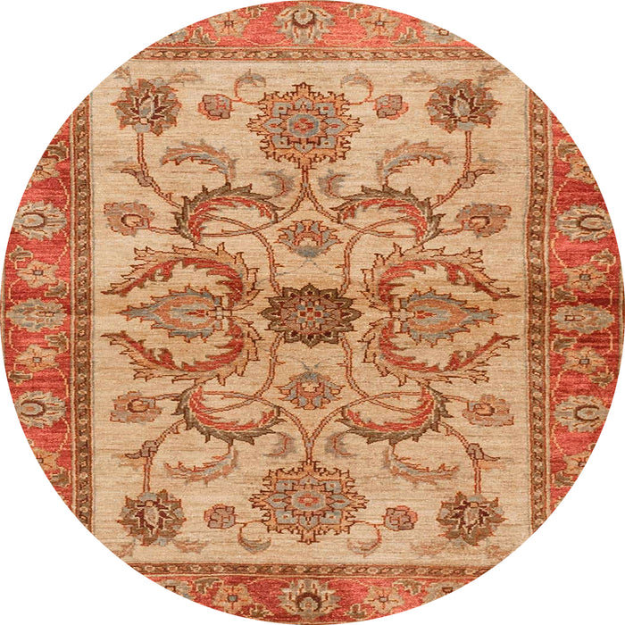 Round Machine Washable Abstract Orange Rug, wshabs3998