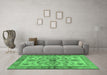 Machine Washable Abstract Emerald Green Modern Area Rugs in a Living Room,, wshabs3998emgrn