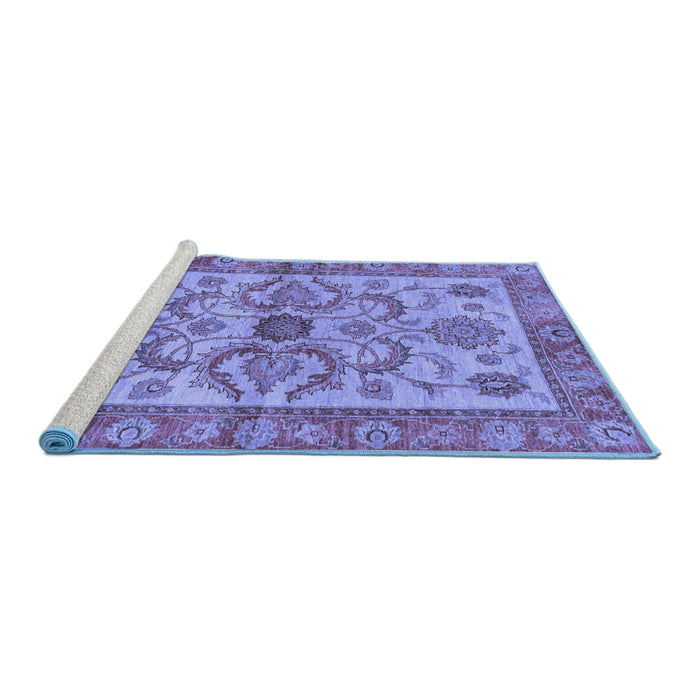 Sideview of Machine Washable Abstract Blue Modern Rug, wshabs3998blu