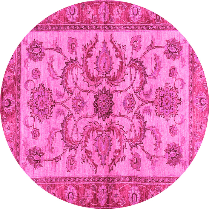 Round Machine Washable Abstract Pink Modern Rug, wshabs3998pnk