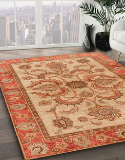 Machine Washable Abstract Orange Rug in a Family Room, wshabs3998