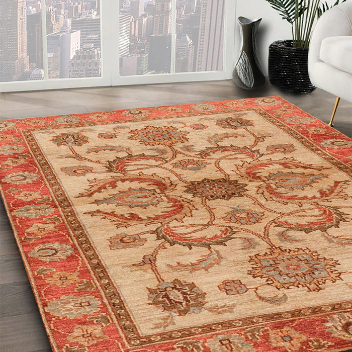 Machine Washable Abstract Orange Rug in a Family Room, wshabs3998