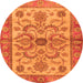 Round Abstract Orange Modern Rug, abs3998org