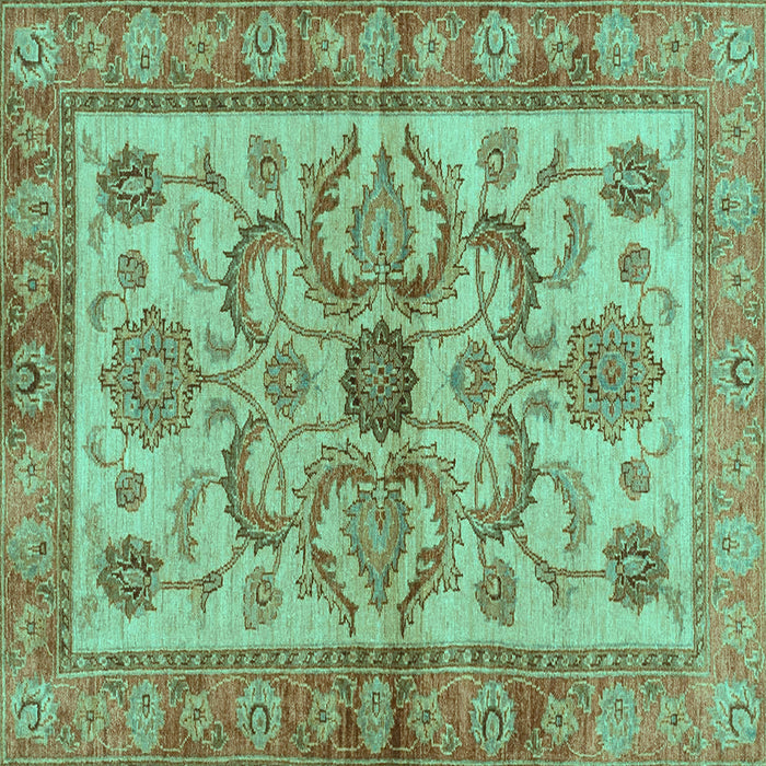 Square Machine Washable Abstract Turquoise Modern Area Rugs, wshabs3998turq