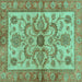 Square Machine Washable Abstract Turquoise Modern Area Rugs, wshabs3998turq