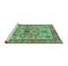 Sideview of Machine Washable Abstract Turquoise Modern Area Rugs, wshabs3998turq