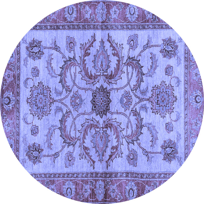 Round Abstract Blue Modern Rug, abs3998blu
