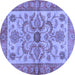 Round Abstract Blue Modern Rug, abs3998blu