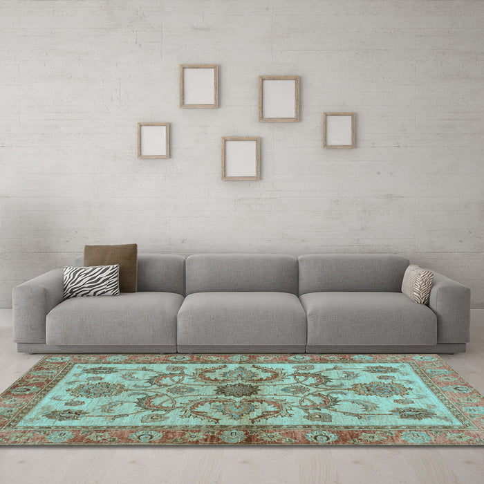 Machine Washable Abstract Light Blue Modern Rug in a Living Room, wshabs3998lblu