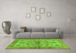 Machine Washable Abstract Green Modern Area Rugs in a Living Room,, wshabs3998grn