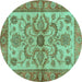 Round Abstract Turquoise Modern Rug, abs3998turq