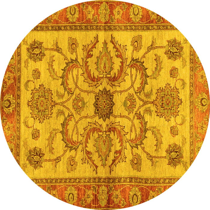 Round Abstract Yellow Modern Rug, abs3998yw