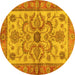 Round Abstract Yellow Modern Rug, abs3998yw