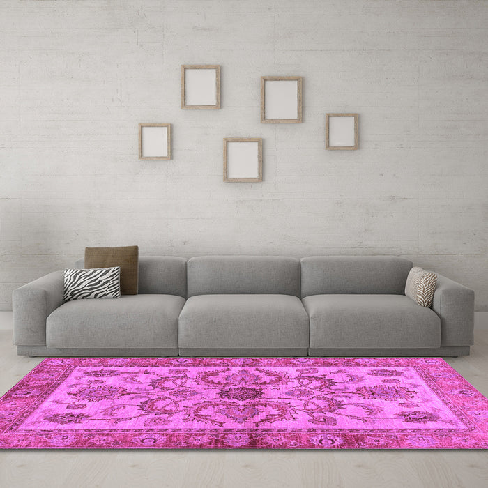 Machine Washable Abstract Purple Modern Area Rugs in a Living Room, wshabs3998pur