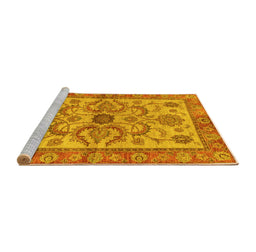 Sideview of Machine Washable Abstract Yellow Modern Rug, wshabs3998yw