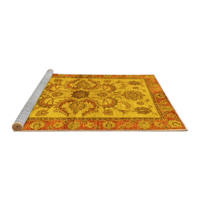 Sideview of Machine Washable Abstract Yellow Modern Rug, wshabs3998yw