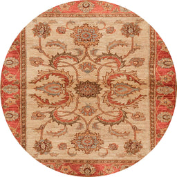 Round Abstract Orange Modern Rug, abs3998