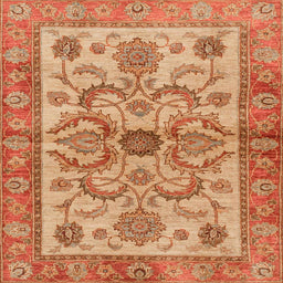 Square Machine Washable Abstract Orange Rug, wshabs3998