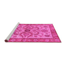 Sideview of Machine Washable Abstract Pink Modern Rug, wshabs3998pnk