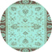 Round Machine Washable Abstract Light Blue Modern Rug, wshabs3999lblu