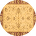 Round Abstract Brown Modern Rug, abs3999brn