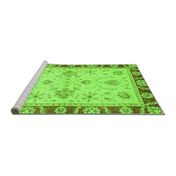 Sideview of Machine Washable Abstract Green Modern Area Rugs, wshabs3999grn