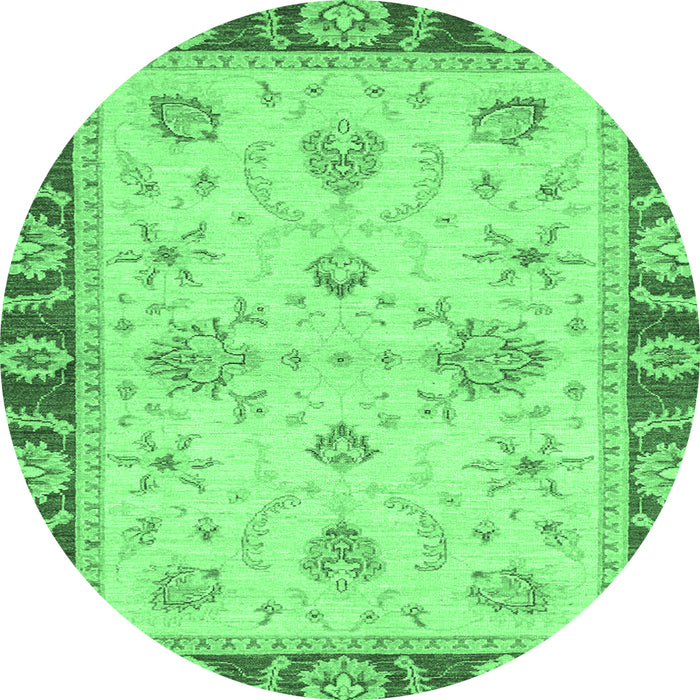 Round Abstract Emerald Green Modern Rug, abs3999emgrn