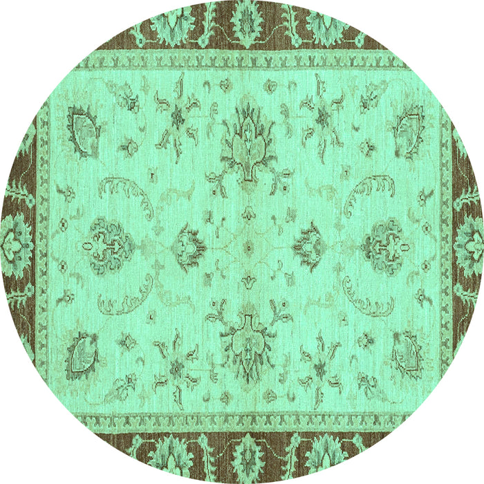 Round Machine Washable Abstract Turquoise Modern Area Rugs, wshabs3999turq