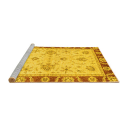 Sideview of Machine Washable Abstract Yellow Modern Rug, wshabs3999yw
