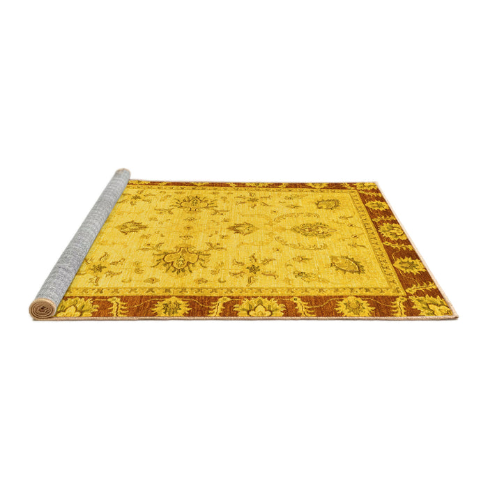 Sideview of Machine Washable Abstract Yellow Modern Rug, wshabs3999yw