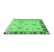 Sideview of Machine Washable Abstract Emerald Green Modern Area Rugs, wshabs3999emgrn