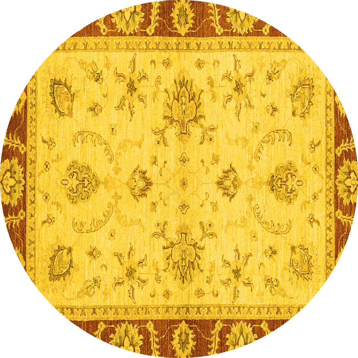 Round Machine Washable Abstract Yellow Modern Rug, wshabs3999yw