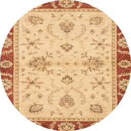 Round Machine Washable Abstract Orange Rug, wshabs3999